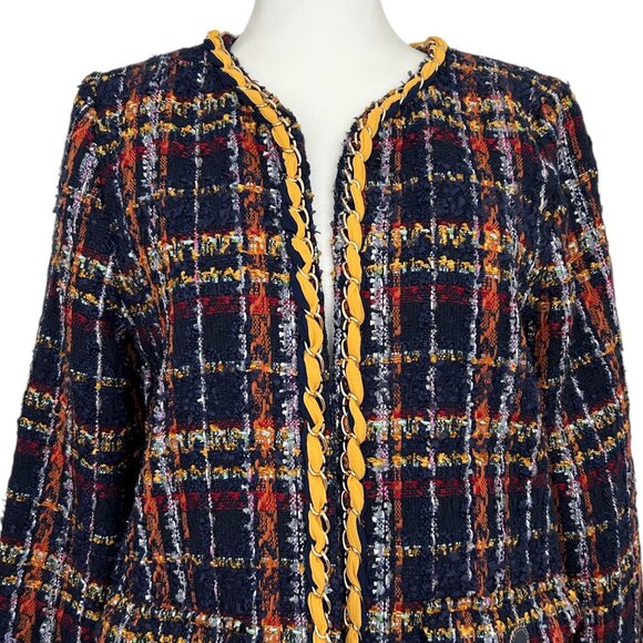 Chico’s Tweed Playful Plaid Mid Length Open Front Blazer Jacket NWT (4P) - Picture 8 of 16